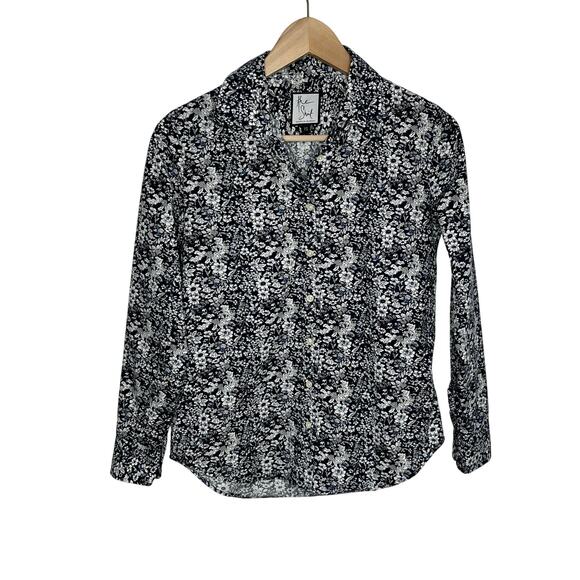 The Shirt By Rochelle Behrens Womens Long Sleeve Button Up Shirt XS Blue Floral - Picture 1 of 9